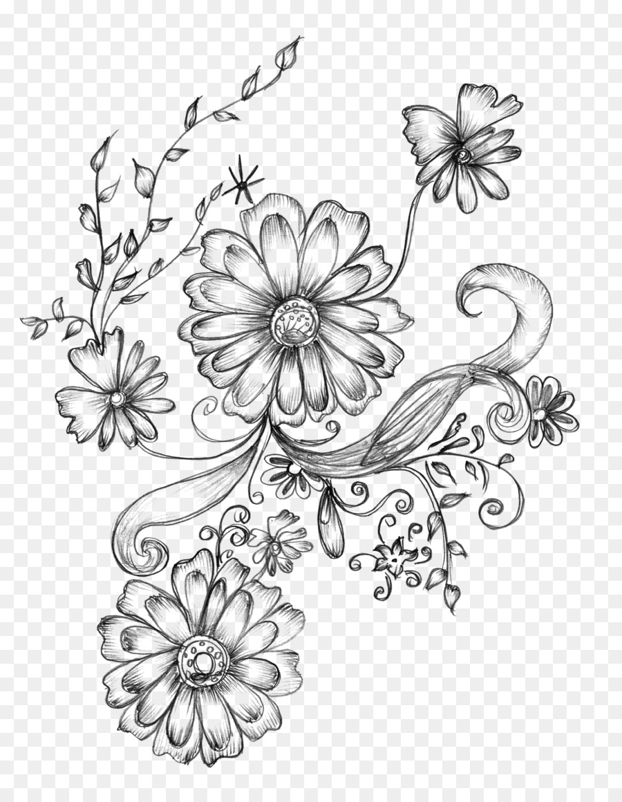 Detail Gambar Dekoratif Bunga Hitam Putih Nomer 26