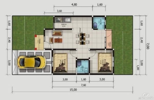 Detail Gambar Denah Rumah 2 Kamar Tidur Nomer 34