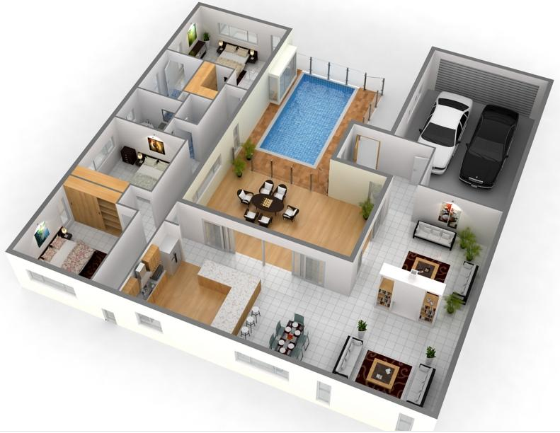 Detail Gambar Denah Rumah 3 Dimensi Minimalis Nomer 22