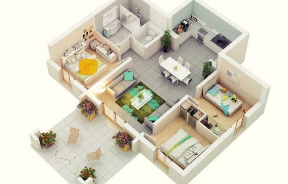 Detail Gambar Denah Rumah 3 Kamar Tidur Nomer 2