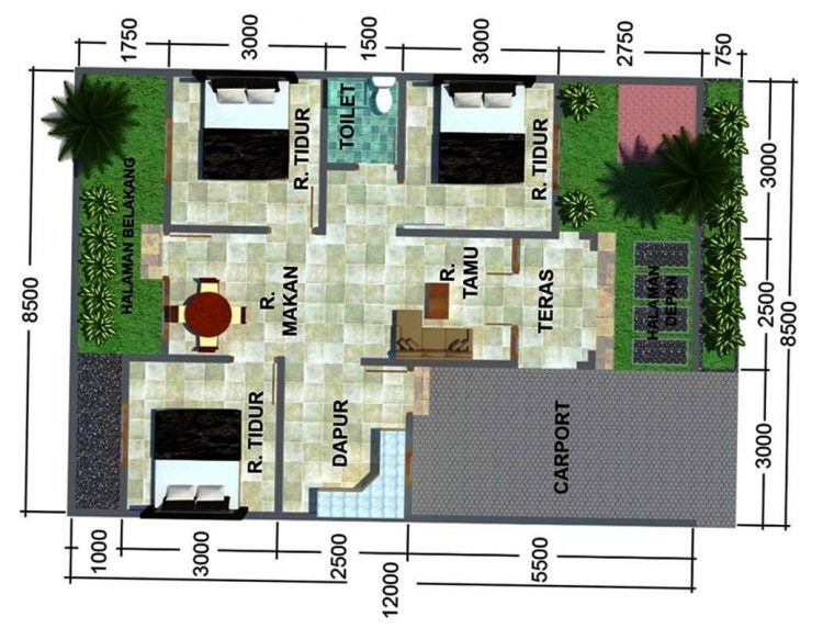 Detail Gambar Denah Rumah 3 Kamar Tidur Nomer 18