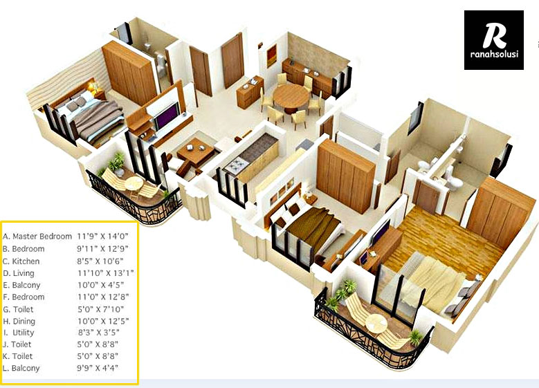 Detail Gambar Denah Rumah 3 Kamar Tidur Nomer 48