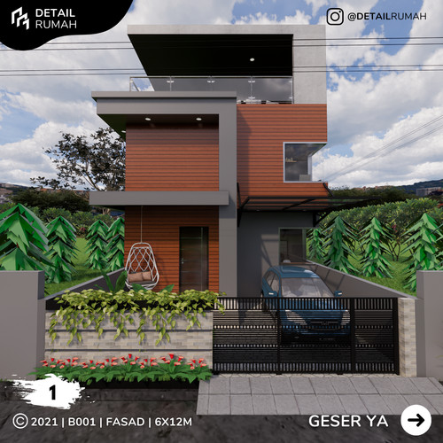 Detail Gambar Desain Rumah Minimalis Tingkat 2 Ukuran 6x12m Nomer 16