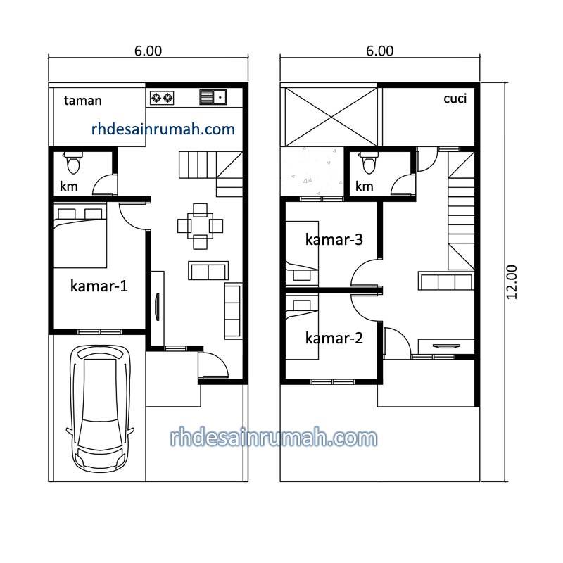 Detail Gambar Desain Rumah Minimalis Tingkat 2 Ukuran 6x12m Nomer 41