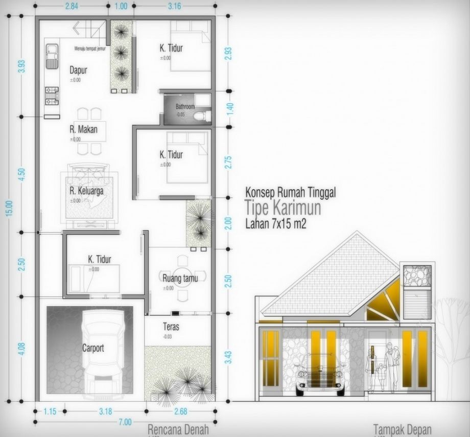 Detail Gambar Desain Rumah Minimalis Ukuran 7x12m Tingkat 2 Nomer 19