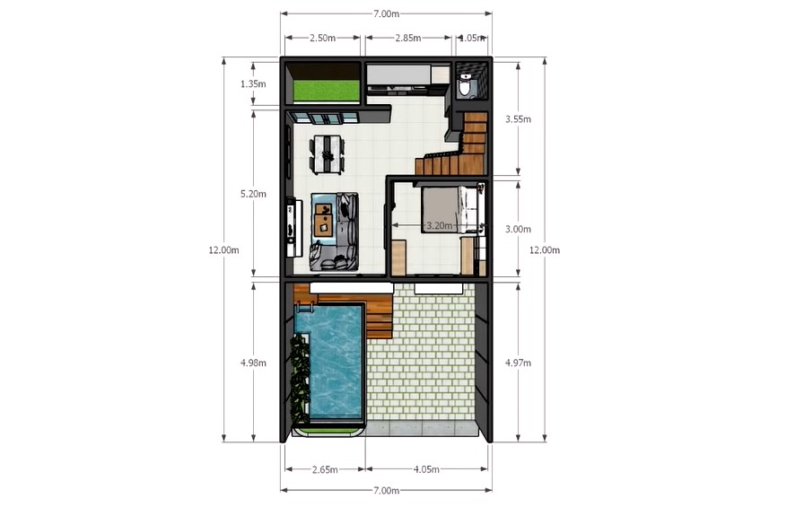 Detail Gambar Desain Rumah Minimalis Ukuran 7x12m Tingkat 2 Nomer 46