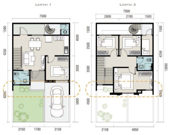 Download Gambar Desain Rumah Minimalis Ukuran 7x12m Tingkat 2 Nomer 7