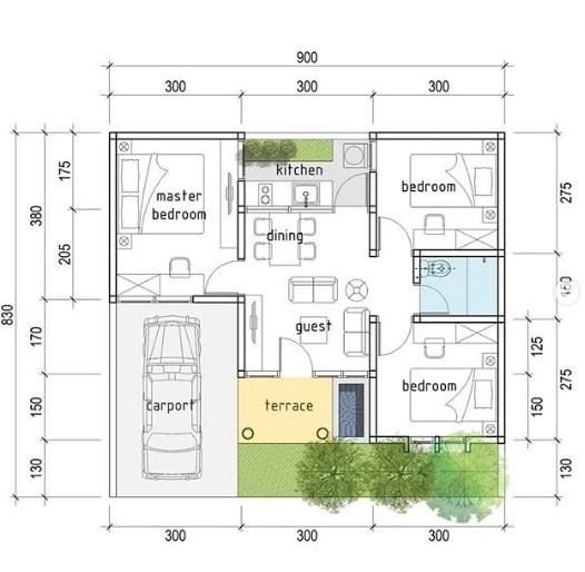 Detail Gambar Desain Rumah Ukuran 9x7 Nomer 9