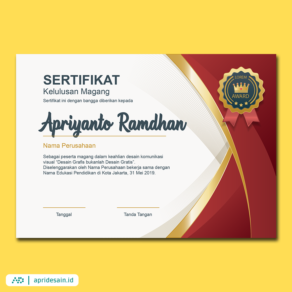 Gambar Desain Sertifikat - KibrisPDR