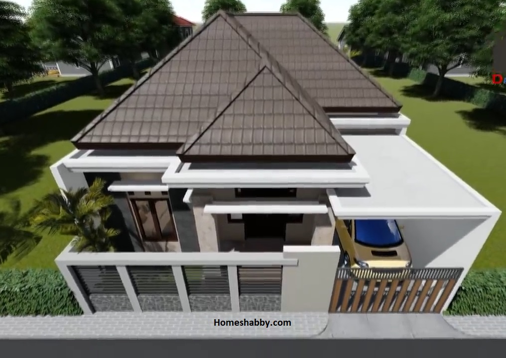 Detail Gambar Desain Teras Samping Fasad Samping Rumah 1 Lantai Tropis Nomer 28