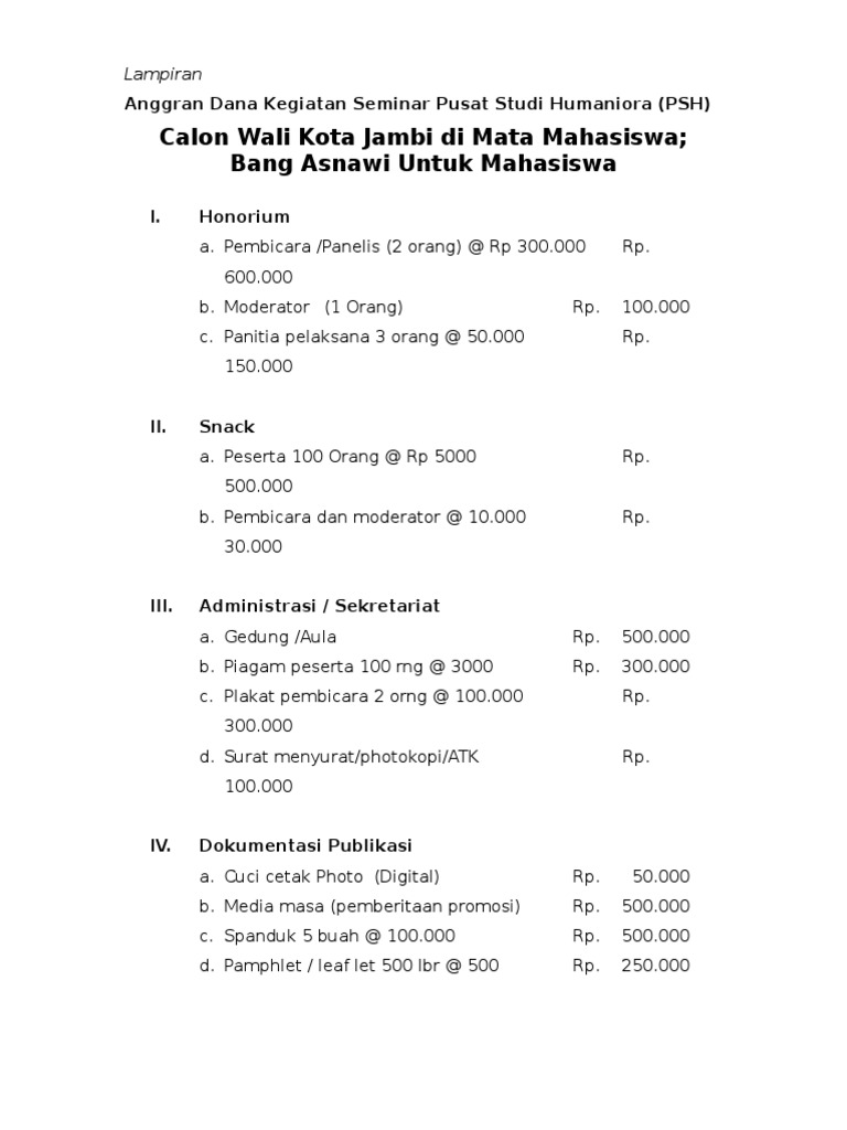 Detail Contoh Anggaran Dana Nomer 19