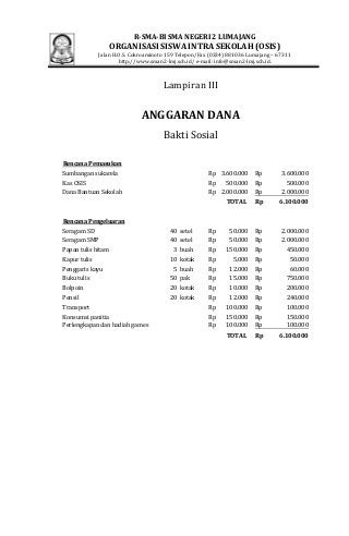 Detail Contoh Anggaran Dana Nomer 51