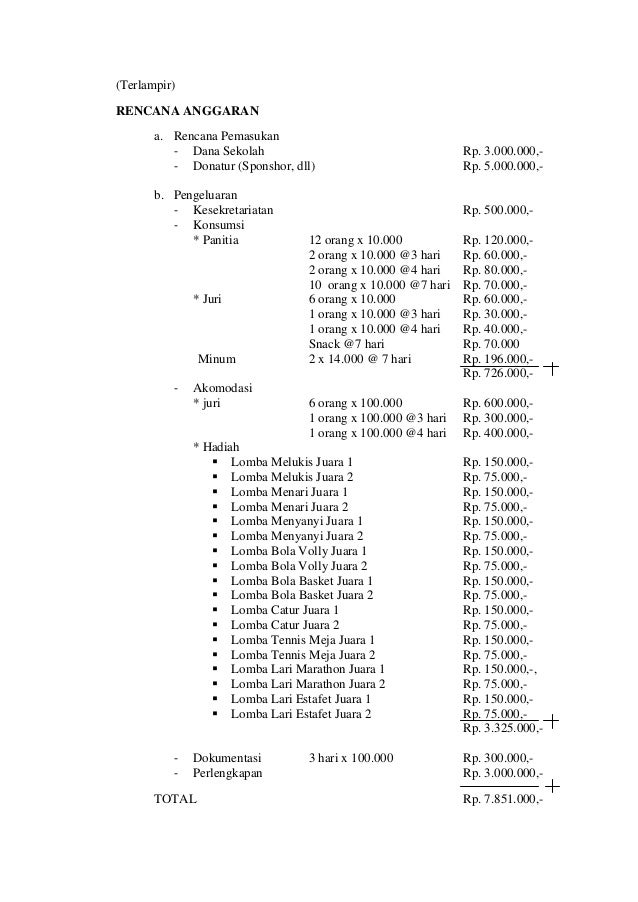 Detail Contoh Anggaran Dana Proposal Nomer 46