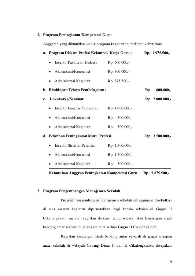 Detail Contoh Anggaran Dana Proposal Nomer 9