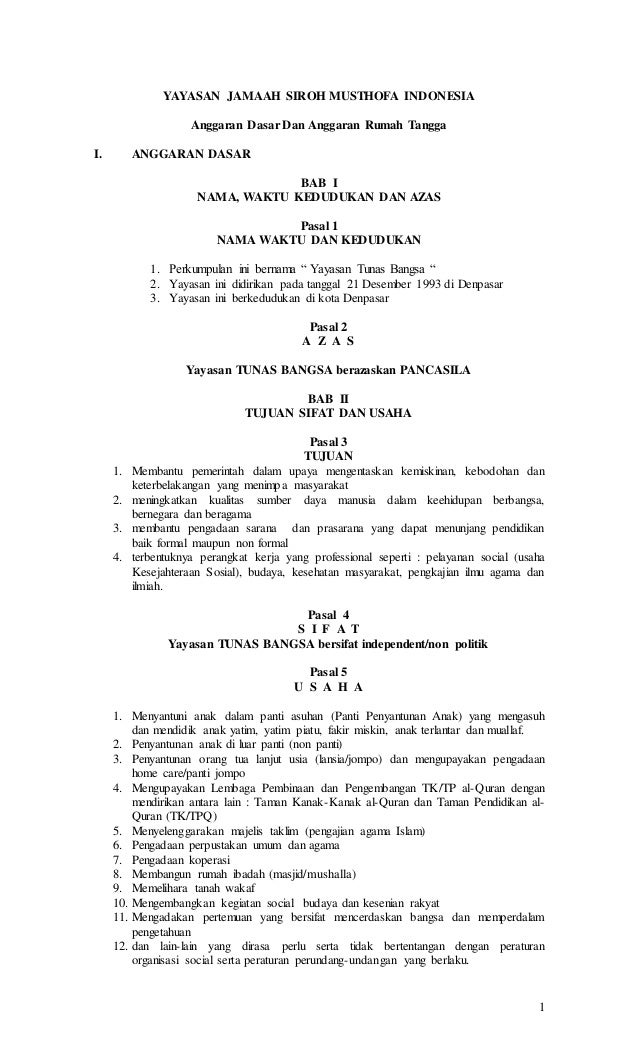 Detail Contoh Anggaran Dasar Dan Anggaran Rumah Tangga Yayasan Nomer 36