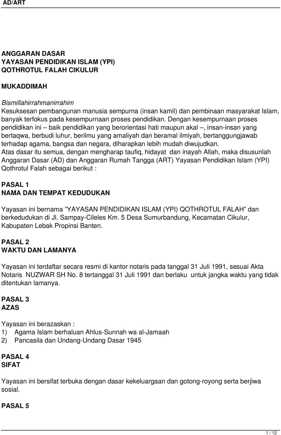 Detail Contoh Anggaran Dasar Dan Anggaran Rumah Tangga Yayasan Nomer 37