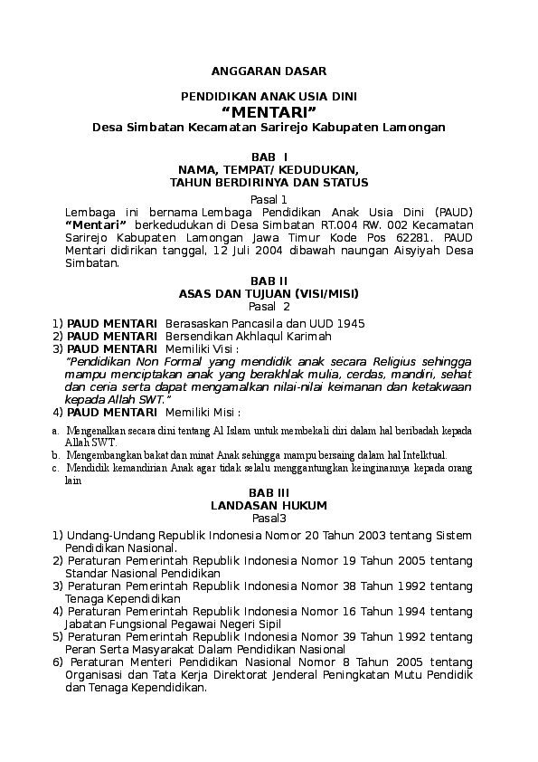 Detail Contoh Anggaran Dasar Dan Anggaran Rumah Tangga Yayasan Nomer 55