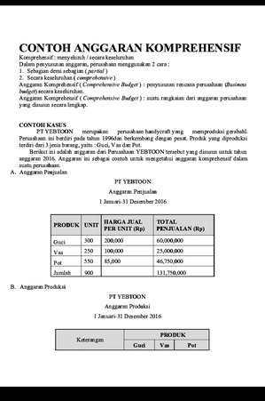 Detail Contoh Anggaran Komprehensif Nomer 14