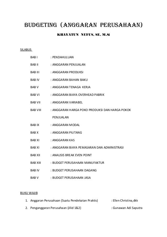 Detail Contoh Anggaran Perusahaan Jasa Nomer 26