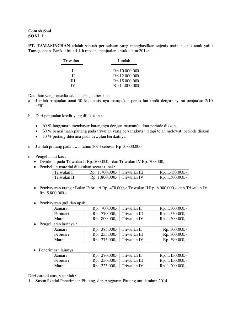 Detail Contoh Anggaran Piutang Nomer 14