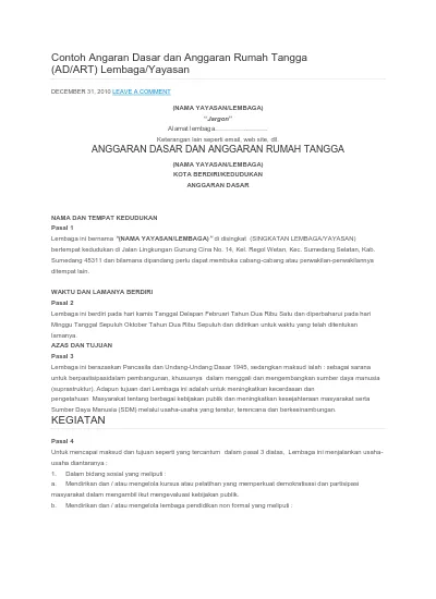 Detail Contoh Anggaran Rumah Tangga Yayasan Nomer 37