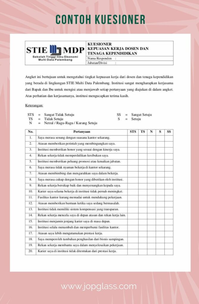 Detail Contoh Angket Kuesioner Nomer 16