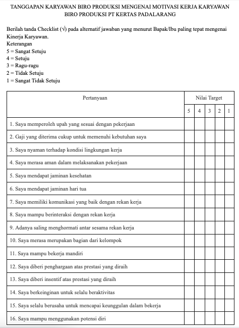 Detail Contoh Angket Kuesioner Nomer 4