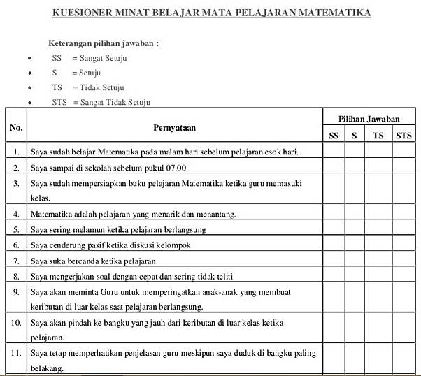 Detail Contoh Angket Penelitian Nomer 9