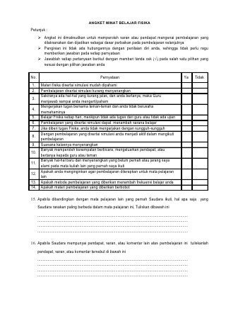 Detail Contoh Angket Penelitian Hasil Belajar Siswa Nomer 34