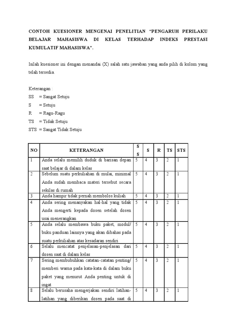 Detail Contoh Angket Penelitian Kualitatif Nomer 20