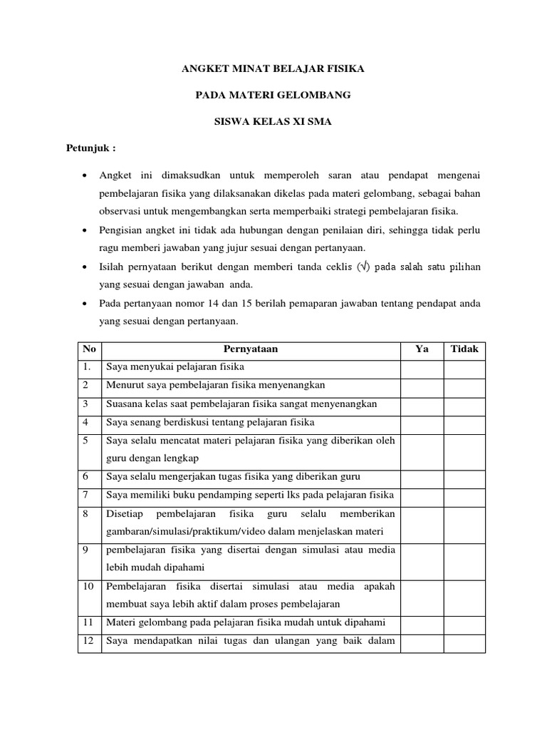 Detail Contoh Angket Sederhana Nomer 39