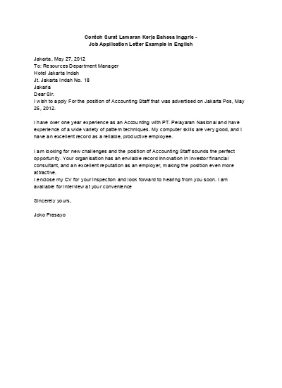 Detail Contoh Application Letter Nomer 30