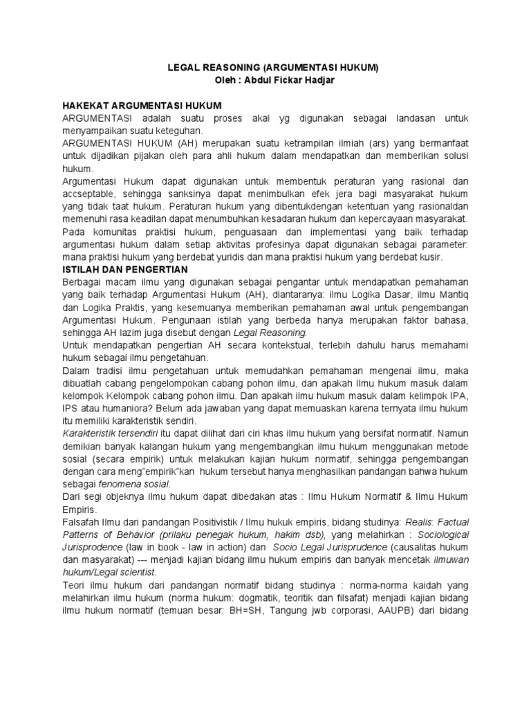 Detail Contoh Argumentasi Hukum Nomer 15