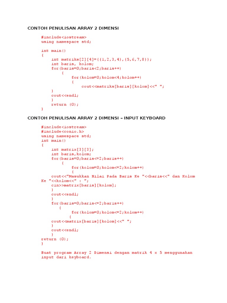 Detail Contoh Array 2 Dimensi Nomer 41