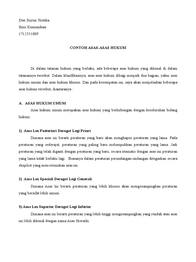 Contoh Asas Hukum - KibrisPDR