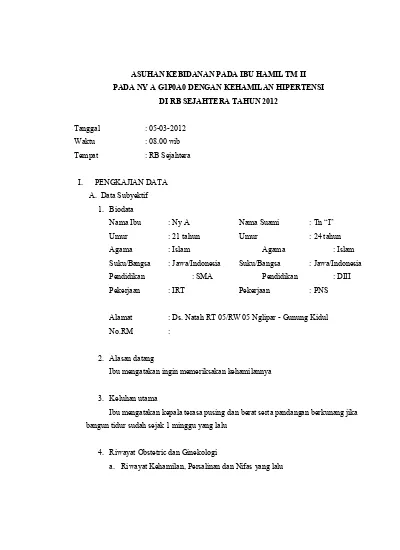 Detail Contoh Askeb Kehamilan Nomer 30