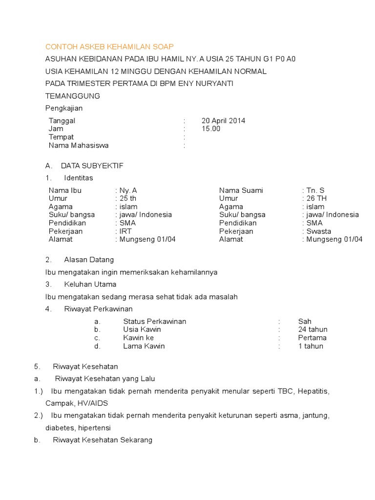 Detail Contoh Askeb Persalinan Normal Soap Nomer 22