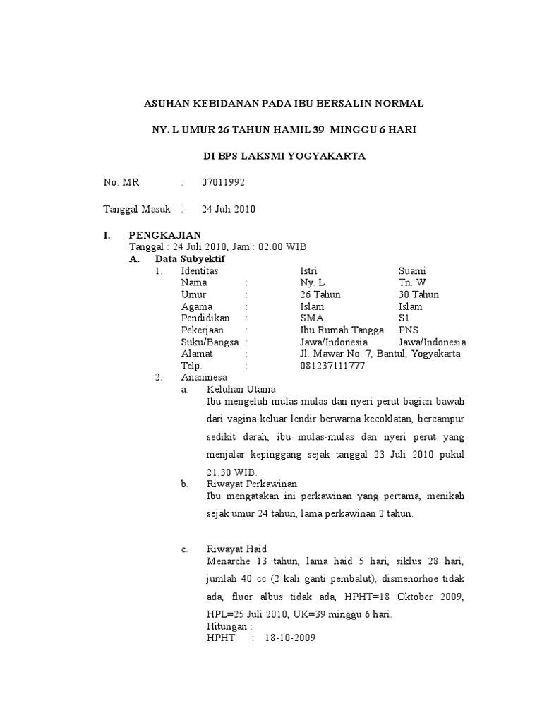 Detail Contoh Askeb Persalinan Normal Soap Nomer 9
