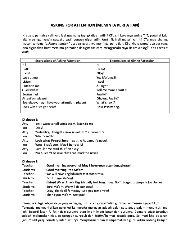 Download Contoh Asking And Giving Attention Nomer 4