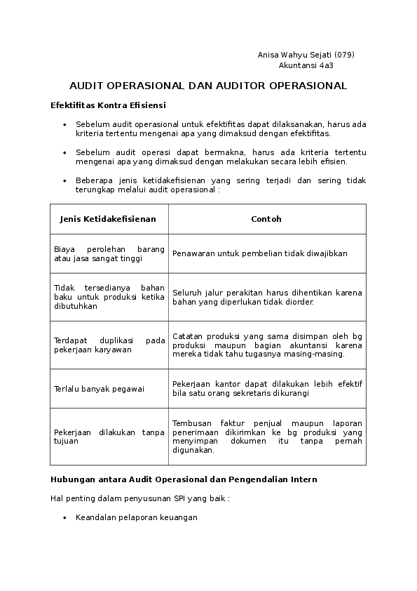 Contoh Audit Operasional - KibrisPDR