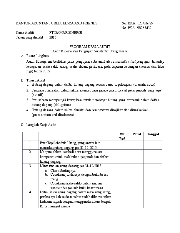 Detail Contoh Audit Program Nomer 2