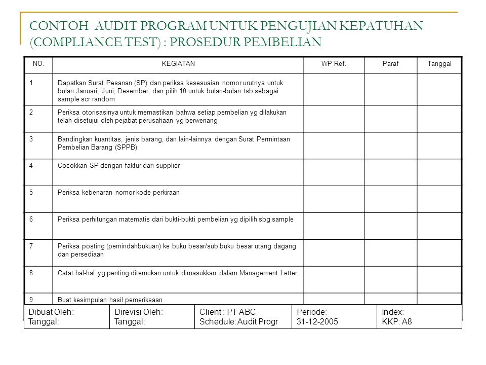 Detail Contoh Audit Program Nomer 13