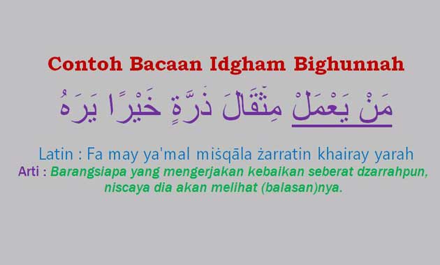 Detail Contoh Ayat Idgham Bighunnah Nomer 6