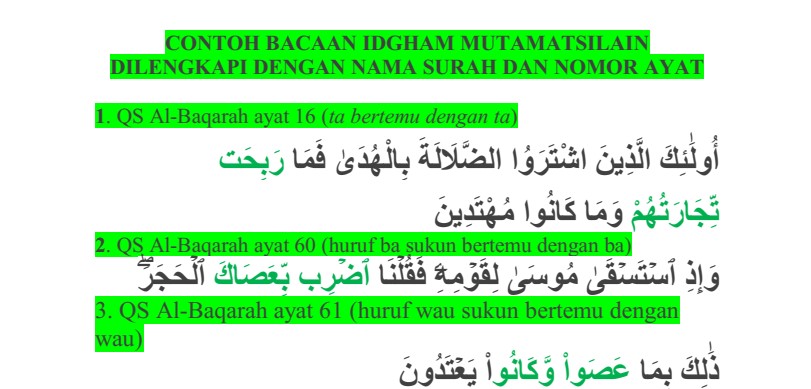 Detail Contoh Ayat Idgham Bighunnah Nomer 49