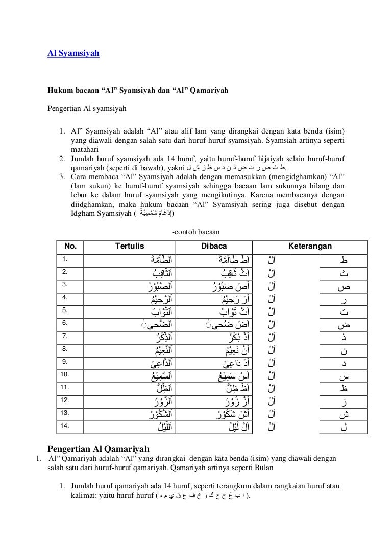 Detail Contoh Bacaan Al Qamariyah Dan Al Syamsiah Nomer 7