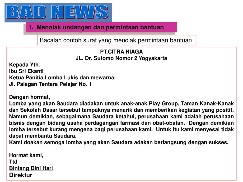 Detail Contoh Bad News Nomer 15