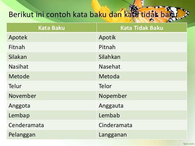 Detail Contoh Baku Dan Tidak Baku Nomer 14