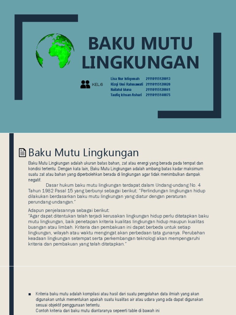 Contoh Baku Mutu Lingkungan - KibrisPDR