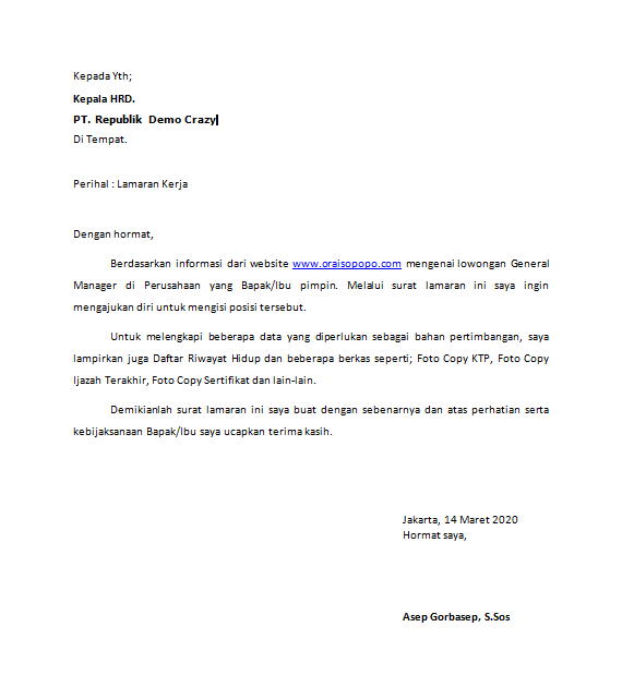 Detail Contoh Balasan Surat Lamaran Kerja Nomer 30