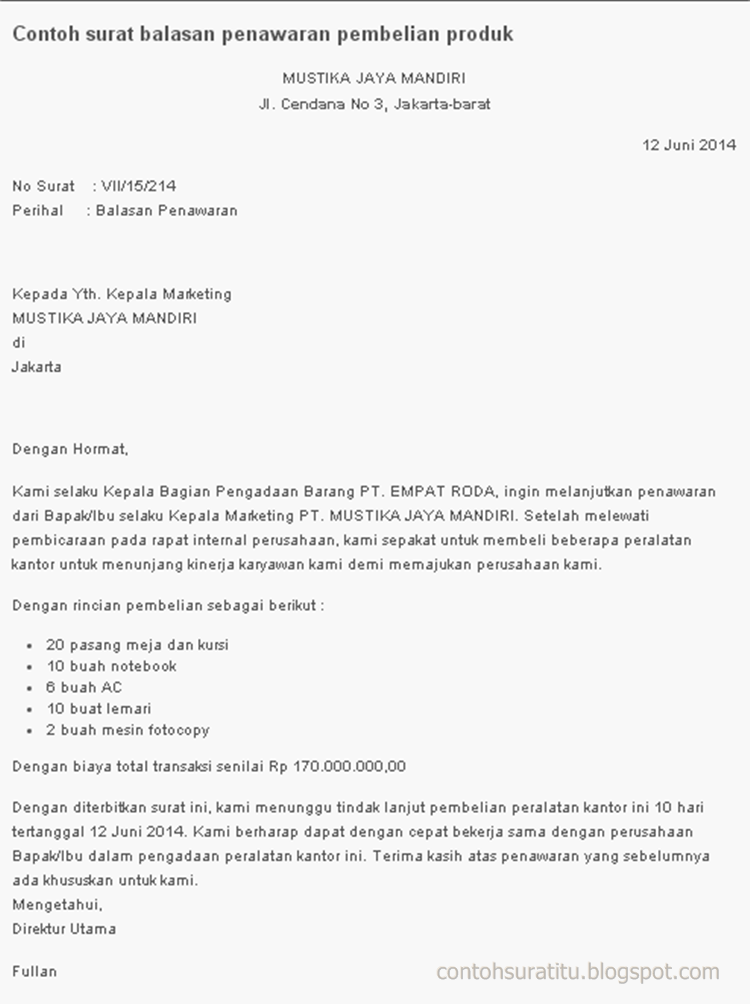 Detail Contoh Balasan Surat Resmi Nomer 17